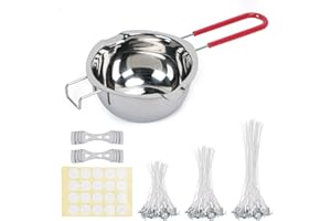 SCLLNDA Kit per Candele Fai da Te,Kit per Fare Candele,150 Stoppini Candela,1 Adesivi Biadesivi, 1 Crogiolo e 2 Porta Stoppini,per Fabbricazione di Candele Candela Fai da Te,per Natale, Matrimoni