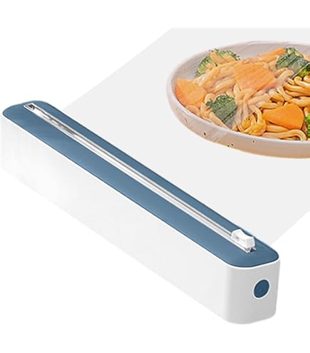MAOMUN Dévidoir Film Alimentaire 3 En 1 Avec Ventouses Magnétiques - Distributeur Rechargeable Film Étirable, Aluminium Et Coupe Précise, Jaune