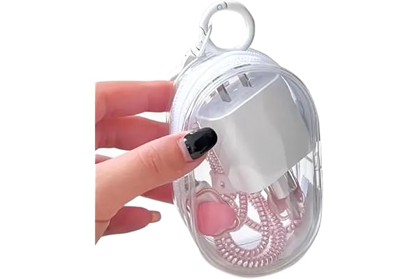 GadgetBite Travel Cable Storage Pouch PVC Bag Compact Clear Organizer for Chargers, Earphones & Data Cables Portable Storage Solution for Travel, Transparent Data Cable Management (White)