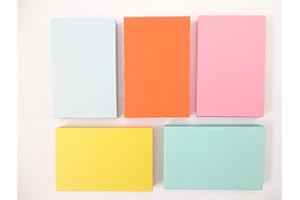 A2BSALES 250 Blank Thin Flash Cards - Size 5cm x 7cm - 5 Colours - Index Revision Notes Home Early Learning