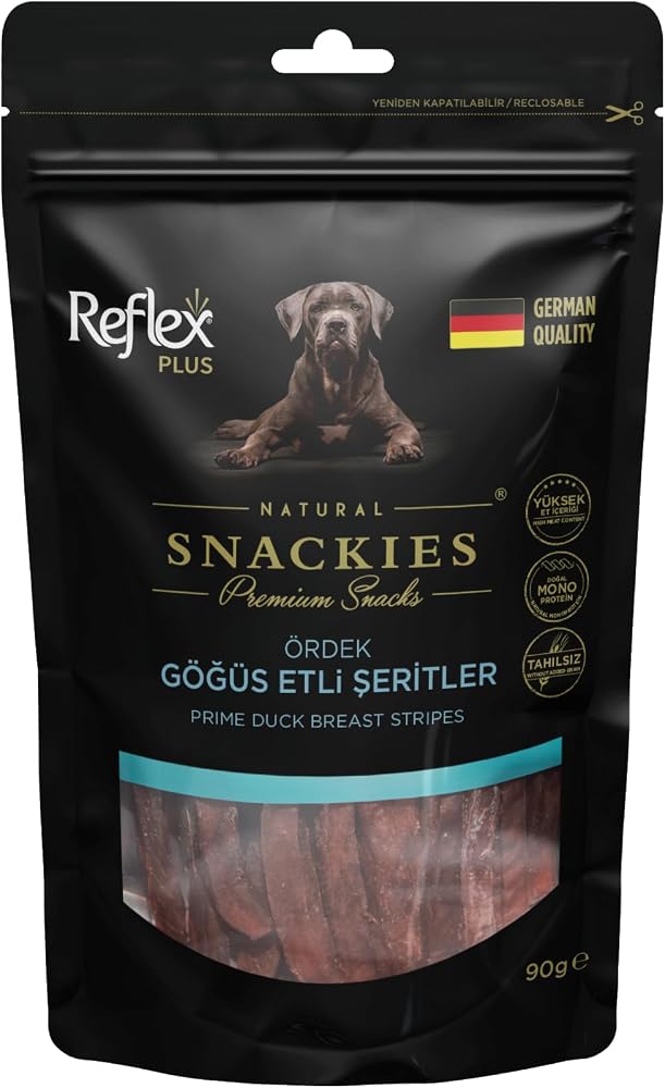 Reflex Plus Snackies Natural Ördek Göğüs Etli Şeritler Premium Köpek Ödül Maması 90 g