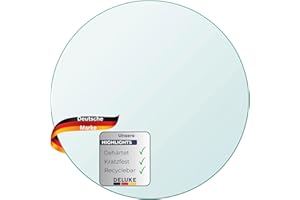 DELUKE® Tischplatte rund Ø 40 cm - Glas Gehärtet, 8 mm dick | Transparente Glasplatte rund, Ideal für DIY-Projekte, Glastische und als Kamin Glasplatte