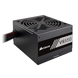 Corsair VS550 Alimentatore da 550 W, PFC Attivo, Certificato 80 PLUS, Nero, 150mm x 125mm x 86mm