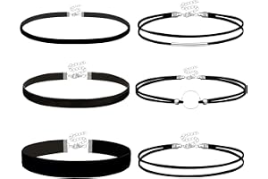 6-pack svart sammetschokerhalsbandsset för kvinnor och flickor, justerbara stretchhalsband med komfortpassform för cosplay, halloween, fest, dans
