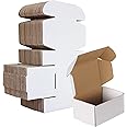 HORLIMER 50 Pack 6x4x3 Inch Small Cardboard Boxes for Posting (15.3x10.2x7.6cm), White Shipping Box for Mailing, Corrugated Packaging Boxes for Small Business