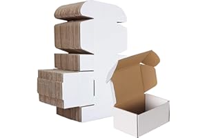 HORLIMER 50 Stück Versandkartons Kleine Kartons Boxen, Faltkarton Verpackungskartons für Warensendung, Postkarton, Geschenkkarton, 153x102x76mm, Weiß