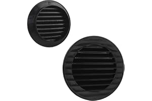 VONLIS Kratka wentylacyjna, ceglana, wentylacja klinkierowa, kratka wylotowa, zewnętrzna, ochrona przed owadami, czarna, Ø 80 mm