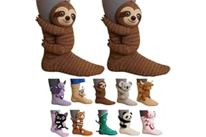 GENERIC 3D Knit Animal Socks,Skid Warm Proof Cotton Socks, Novelty Floor Sock for Christmas,Cute Hand Crochet Knit Sock,Winter Warm Floor socks for Adults,Breathable Anti-Sweat Design