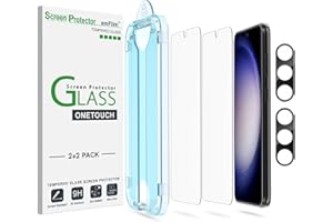 amFilm (pakiet 2+2) Zabezpieczenie ekranu OneTouch do Samsunga Galaxy S23 5G, twardość 9H z ochroną obiektywu aparatu ze szkła hartowanego, łatwa instalacja i bez pęcherzyków powietrza