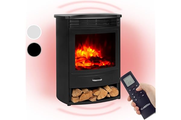 Klarstein Cheminée Electrique d'Intérieur, Chauffage de 1900W, Fausse Decorative Murale avec Effet Flamme en LED, Télécommande Inclus, Programmable, Minuterie, Thermostat Réglable
