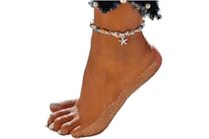 DISHOWME Bracelet de cheville étoile de mer tortue de mer coquille Turquoise Bracelet de cheville réglable conque plage pied chaîne bijoux pour femmes filles adolescents (étoile de mer)