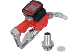 SPACNANA Automatic Fuel Nozzle, 1in BSP Aluminum Alloy Digital Flow Meter for Diesel & Petrol