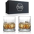 GEO Whiskey Glasses by FLOW Barware, Crystal Clear Geo Design Whisky Tumblers Perfect for Scotch, Bourbon Gin & Tonic, Cockta