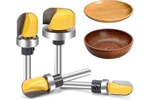 YUEQING ZHONGJI 4Pcs Rrouter bits Bowl and Tray Template Router Bits 1/4 Inch-6.35MM Shank Carbide Groove Round Nose Router Bit with Bearing 1/2",3/4",5/8",1-1/8" Dish Carving Router Bit Set Wood Cutter