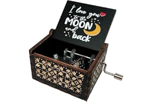 YOUTANG You're My Sunshine Wood Music Box, Antique Engraved Wooden Musical Boxes Gifts for Lover, Boyfriend, Girlfriend, Husband, Wife(to The Moon and Back,Black)