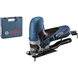 Bosch Professional Stichsäge GST 90 E (650 Watt, Schnitttiefe in Holz: 90 mm, inkl. 1x Sägeblatt, Absaug-Set, Spanreißschutz,