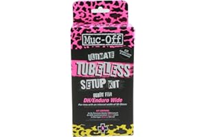 Muc Off Ultimate Tubeless Setup Kit - Complete Tubeless Conversion Kit with Sealant, Rim Tape, Valves, and Patches - Fits MTB, Road, Gravel & CX Wheels - DH/Plus (35mm Tape / 44mm Valves)