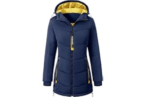 CMTOP Cappotto Donna Invernale Caldo Cappotto con Cappuccio Spessa Giacca Trapuntata Lungo Autunno Invernali Giubbotto Casual Giacca Parka Trapuntata con Zip e Tasche