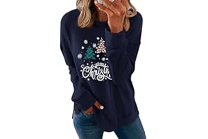 Cicy Bell Weihnachten Pullover Damen Sweatshirt Runhals Langarm Casual Pullover Weihnachts Oberteile