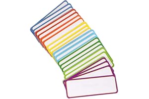 Frunimall Lot de 54 aimants pour tableau blanc, 9 couleurs - 29 x 79 mm - Aimants inscriptibles - Bande magnétique effaçable pour enseignant, réfrigérateur, tableau magnétique - Tableau blanc