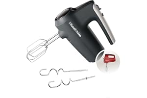 ‎RUSSELL HOBBS Russell Hobbs Mikser ręczny (elektryczna trzepaczka do pieczenia, 5 prędkości, tryb Turbo, końcówki do ubijania i wyrabiania oraz mycia w zmywarce, moc szczytowa 350W) Desire Matte Charcoal 27151-56