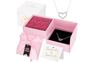 Joyhoop Rosa Sant Jordi Regalos Dia de la Madre, Rosa Eterna Caja de Joyería con Collar, Regalos Sant Jordi Regalos Mujer, Regalos Originales para Mujer Cumpleaños San Valentin Regalos Mama.