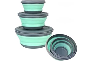 TRABAG Lot de 3 bols pliables en silicone - Vaisselle portable pour caravane, camping et plein air