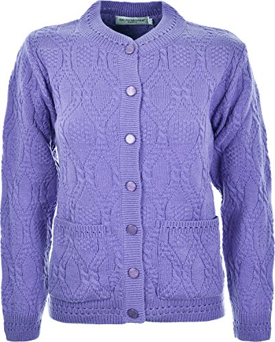 Beaumonde Womens Knittedd Cardigan Crew Neck Button Closure (14/16, Lavander)