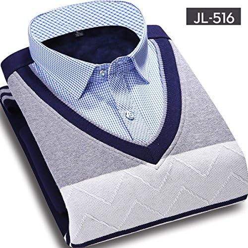 CHLXIMen's New Winter Shirt Collar Two Sets Of Knives Sweater Sweater Round Neck Thicker,516-L