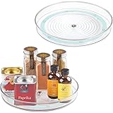MDESIGN 2er-Set drehbares Gewürzregal – stilvoller Gewürzständer für Pfeffer, Backzubehör und Konserven – rundes Küchenregal 