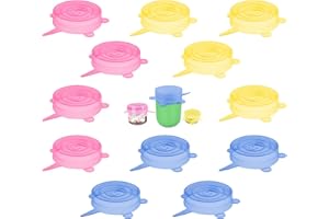 MARVOREM Coperchi in silicone estensibile cucina riutilizzabili ecologici Coperchi di latta per alimenti per animali domestici Coperchi per barattoli di vetro Coperchi in vetro (12 Pezzi)