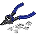 WORKPRO Rivettatrice Manuale con 5 Testa Intercambiabile, Pistola a Rivetti con 100 Rivetti, Dado a Rivetto per Installazione