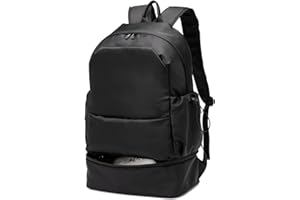 seyfocnia Gym Backpack for Men,Waterproof Travel Backpack With Shoe Compartment Lightweight Sports Gym Bag, Black, 20 inches, Travel
