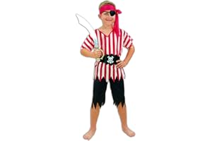 Henbrandt Boys Fancy Dress Costume Pirate Boy Medium red white striped top Pirate