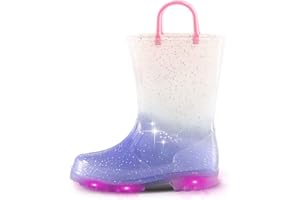 EUXTERPA Stivali di gomma illuminati per ragazzi e ragazze, stivali di gomma per bambini, stivali impermeabili per escursioni all'aperto, giorno di pioggia