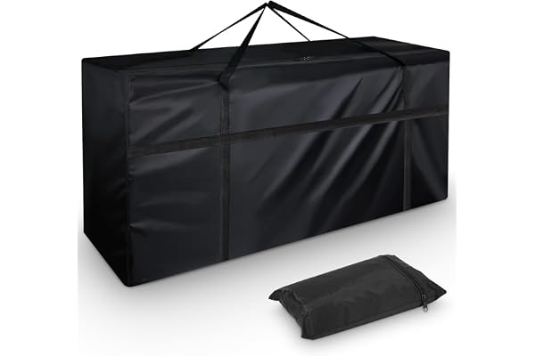 Nuxory Sac de Rangement Housse,De Rangement de Coussin Iimperméable,Étanche à la Poussière, Anti-UV, avec Poignée,Robuste Tissu Sac de Coussin pour Jardin,Terrasse,Meubles - 130x32x55cm