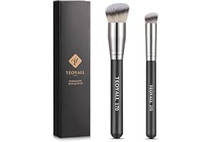 TEOYALL Kabuki Brush Set, 2 Size Angled Foundation Brush Concealer Brush Contour Brush with Dense Synthetic Bristle