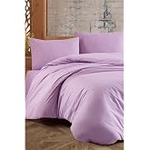 MER-TİM Mer-Tim Pamuklu Ranforce &Ccedil;ift Kişilik Battal Boy Nevresim Yorgan Kılıfı Lila 220x240