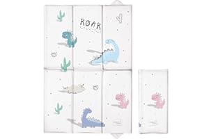 BABY COMFORT Matelas à langer de voyage pliable pour bébé, doux, imperméable, Portable, changeur de couches (Dino)