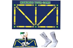 IUUWON Football Training Mat with Socks Soccer FootstepTraining Mat Gift For Child 60 x 90cm Football Door Mat,Shock-Absorbing Soccer Mat, Anti-skip Carpet for Coner Football Filed Ground Ball Control