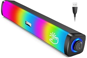OFFSIR Computer Speakers,RGB PC Speakers, USB Powered 3.5mm Aux Speaker for Desktop, PC, Laptop, Tablet -Gaming Speakers | Clear Sound & 7-Color Dynamic Lighting