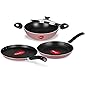 Pigeon by Stovekraft Basics Aluminium Non-stick Cookware Set, Set of 3 (With one lid), Pink