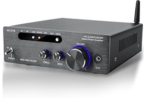 OKANEMOQI HiFi-Verstärker, 2000W Mini HiFi Verstärker, 2.0-Kanal 100W*2 Bluetooth 5.3 TPA3116 Stereo-Audioverstärker, Digitale Endverstärker Soundverstärker,Opt/AUX/USB -Karteneingang, für Zuhause oder Auto