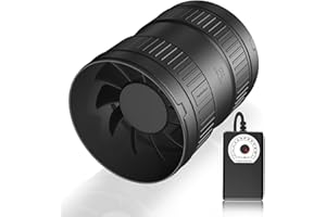 FanGoFast 6 Inch Inline Duct Fan 345CFM Airflow with Stepless Speed Control Low Noise Energy Saving Ventilation Booster Fan for Grow Tents,Workshops,Basements