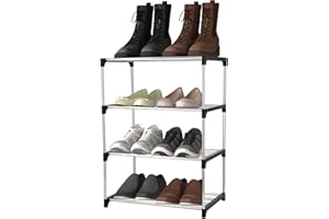 TIDEVAN Piccola Scarpiera Impilabile Scarpiera a 4 Ripiani Scaffale Portascarpe Scarpiera Salvaspazio per 8 Paia di Scarpe Portascarpe e Organizzatore per Ingresso Corridoio Soggiorno