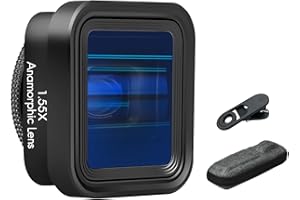 Andoer Anamorphotisches Filmobjektiv für Smartphone, 1,55-faches Deformationsfilmobjektiv, Telefon-Filmobjektiv mit universellen Objektivclips, Tragetasche