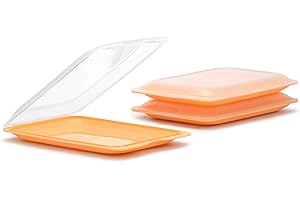 Tatay Porta Embutidos Fresh | Set de 3 Estándar | Tupper Embutido Nevera | Tapa Extraíble, Apilable | Apto Congelador, Microondas y Lavavajillas | Libre de BPA, 17 x 3,2 x 25,2 cm, Color Peach