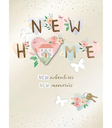 Einweihungskarte Mit Umschlag 20,5x13,5cm – Modernes Design Mit Hausmotiven In Gold
