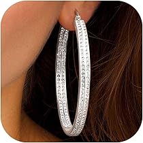 MILACOLATO Orecchini Cerchio per Donna Orecchini a palo in Argento Grande Orecchini a Cerchio CZ con zirconi Orecchini Cerchio Argento Oro per Donna ( 20MM/30MM