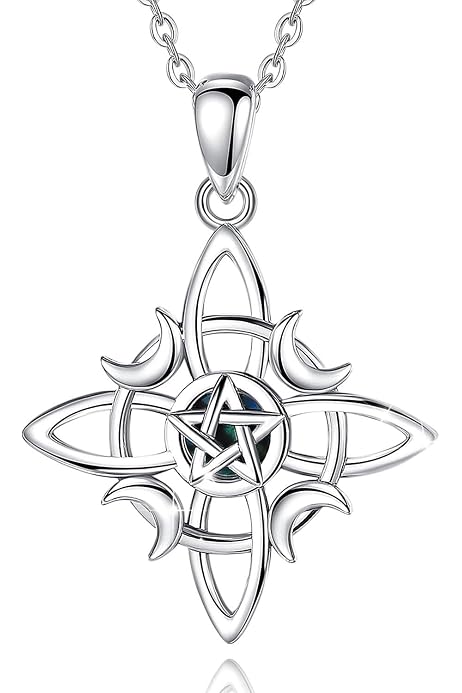 Collana con nodo salomone in acciaio inossidabile lucido, collana spirituale con